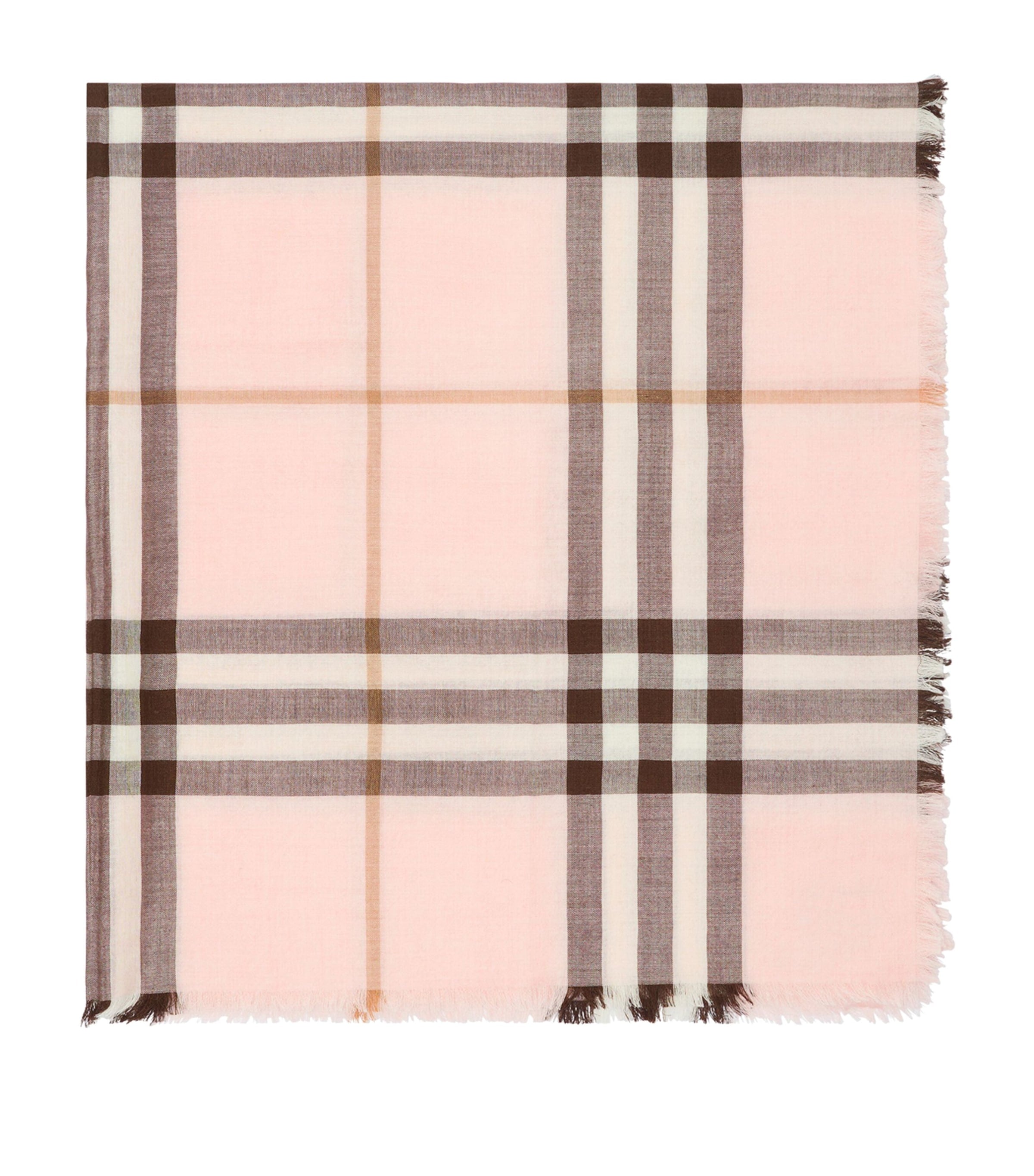 Burberry Pink Wool-Silk Reversible Check Scarf