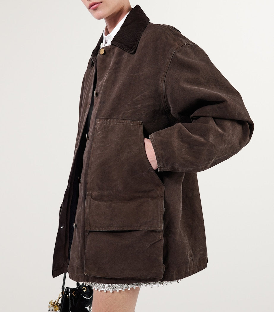 Prada Brown Shearling-Trim Barn Jacket
