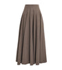 Max Mara Beige Stretch Wool Flared Maxi Skirt