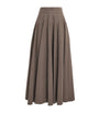 Stretch Wool Flared Maxi Skirt