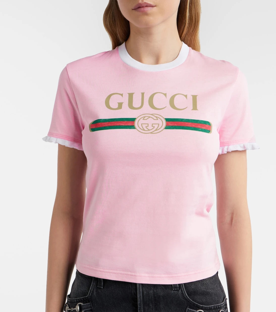 Gucci - تي شيرت جيرسيه قطني بشعار العلامة
