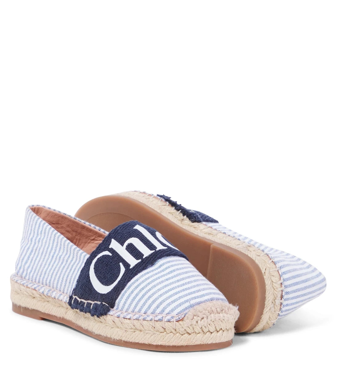 Chloé Kids - صنادل مخططة بشعار الماركة