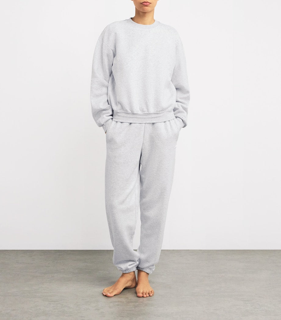 Skims Grey Cotton-Blend Fleece Classic Sweatshirt
