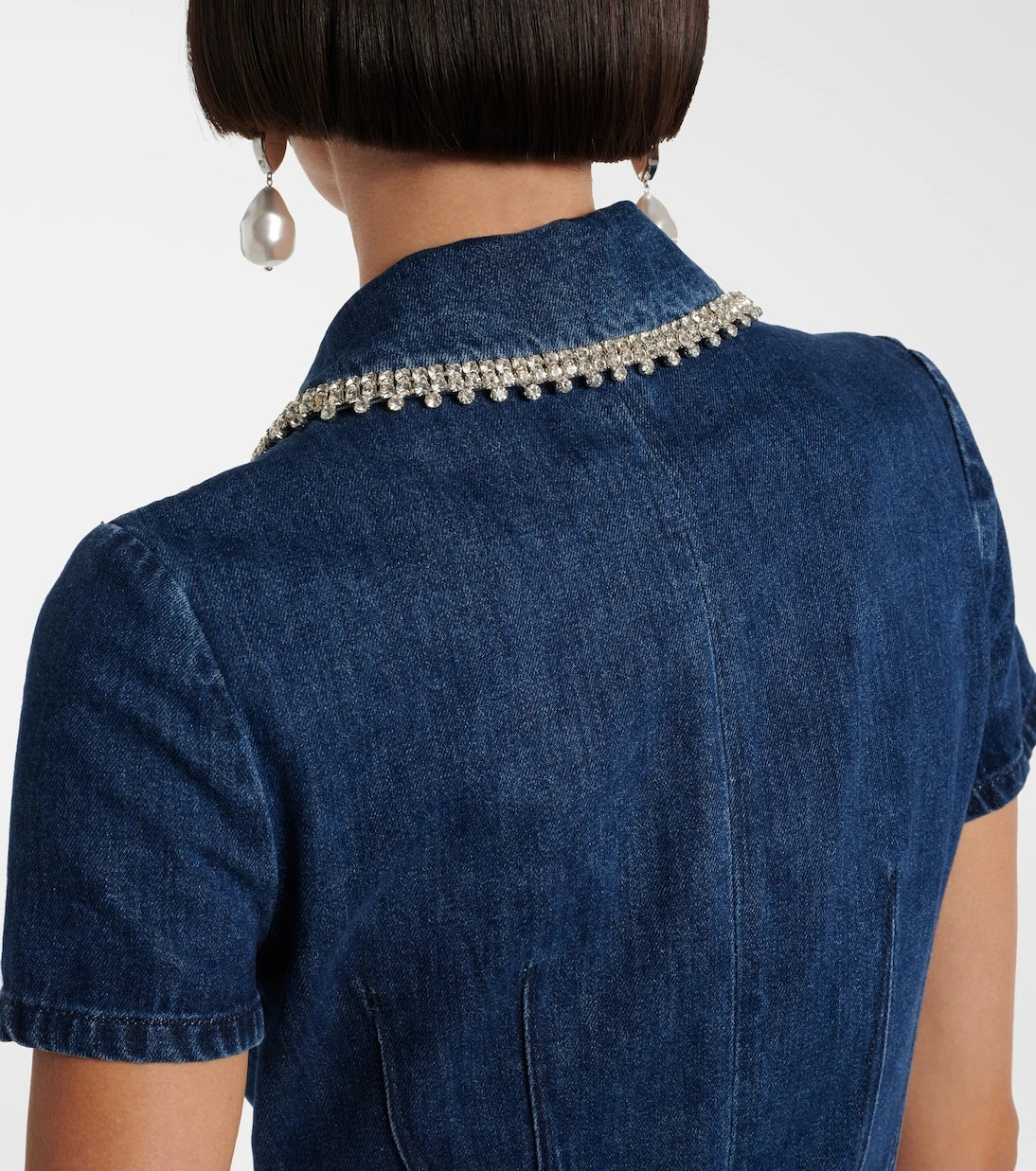 Self-Portrait - Crystal-embellished denim minidress