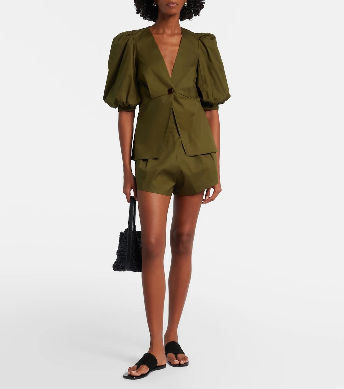 Adriana Degreas - Pleated cotton-blend shorts