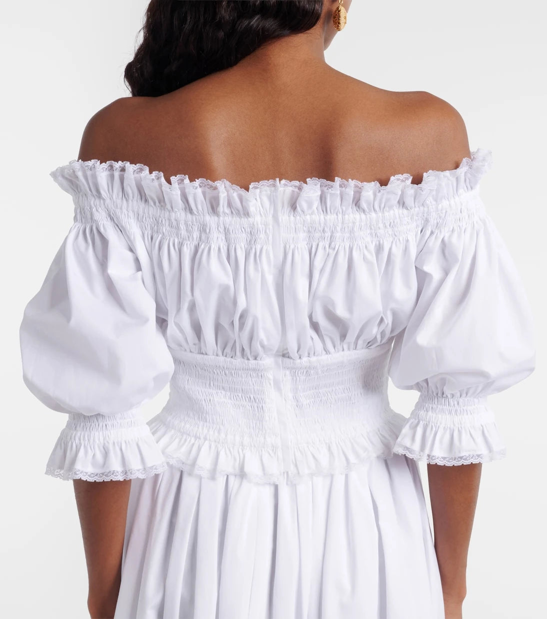 Dolce&Gabbana - Off-shoulder cotton-blend poplin crop top