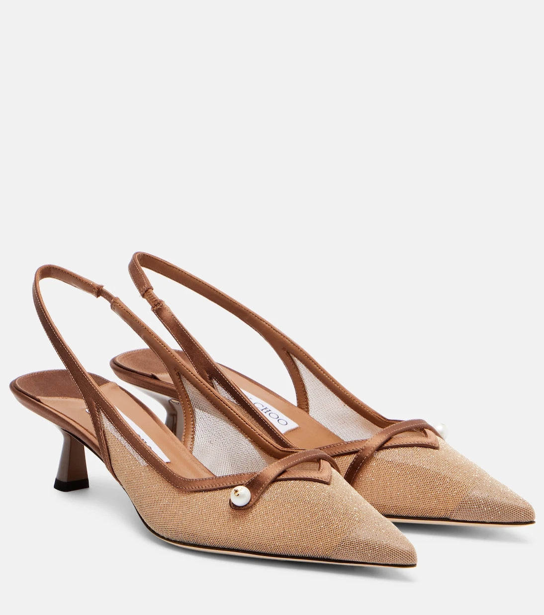 Jimmy Choo - Amita 45 leather-trimmed slingback pumps