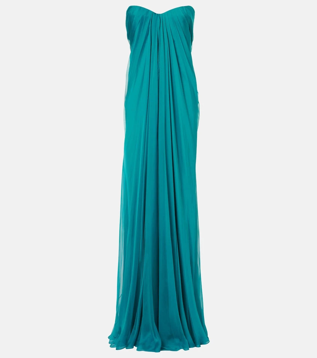 McQueen - Draped silk chiffon bustier gown