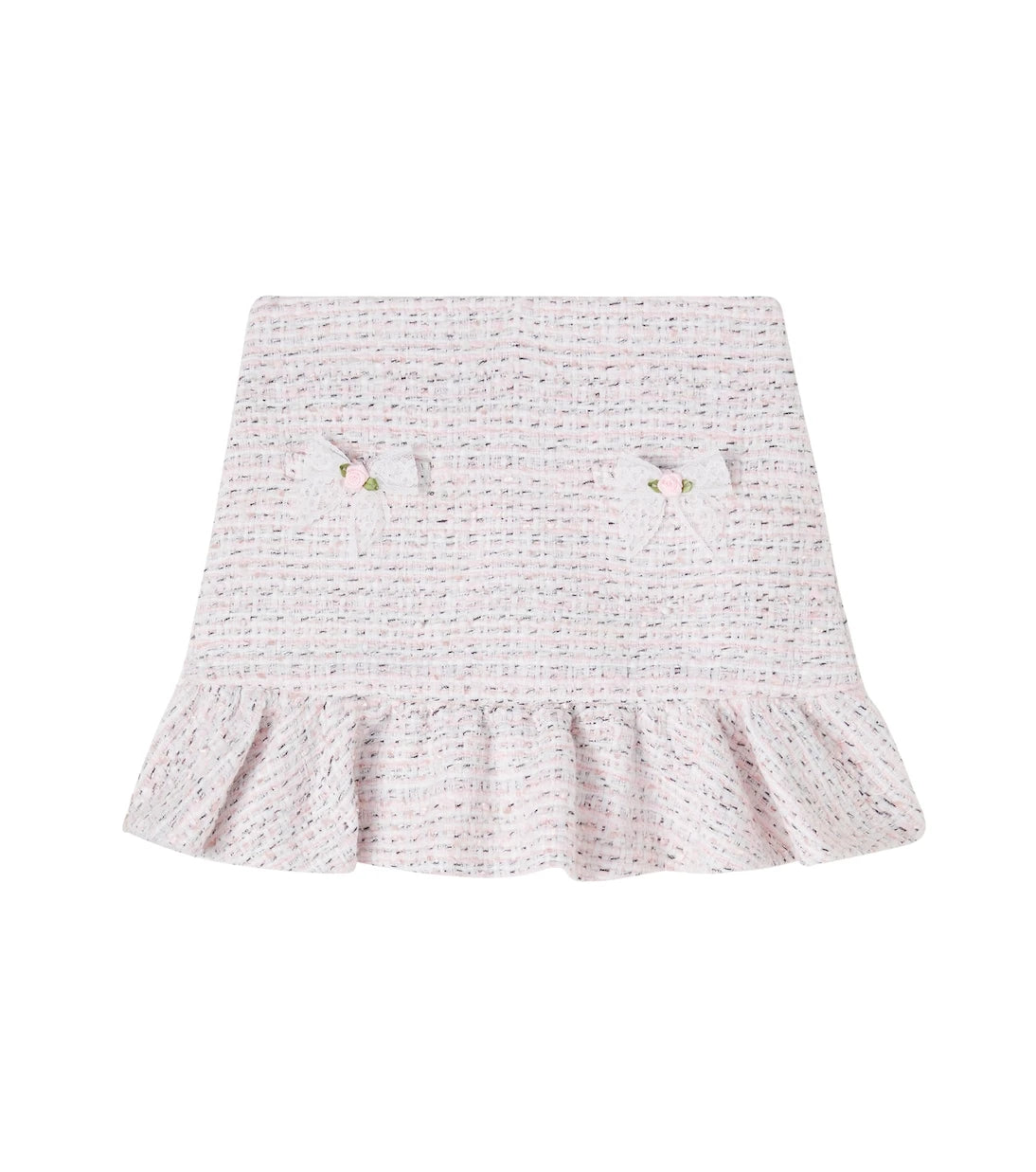 Self-Portrait Kids - Lace-trimmed bouclé skirt