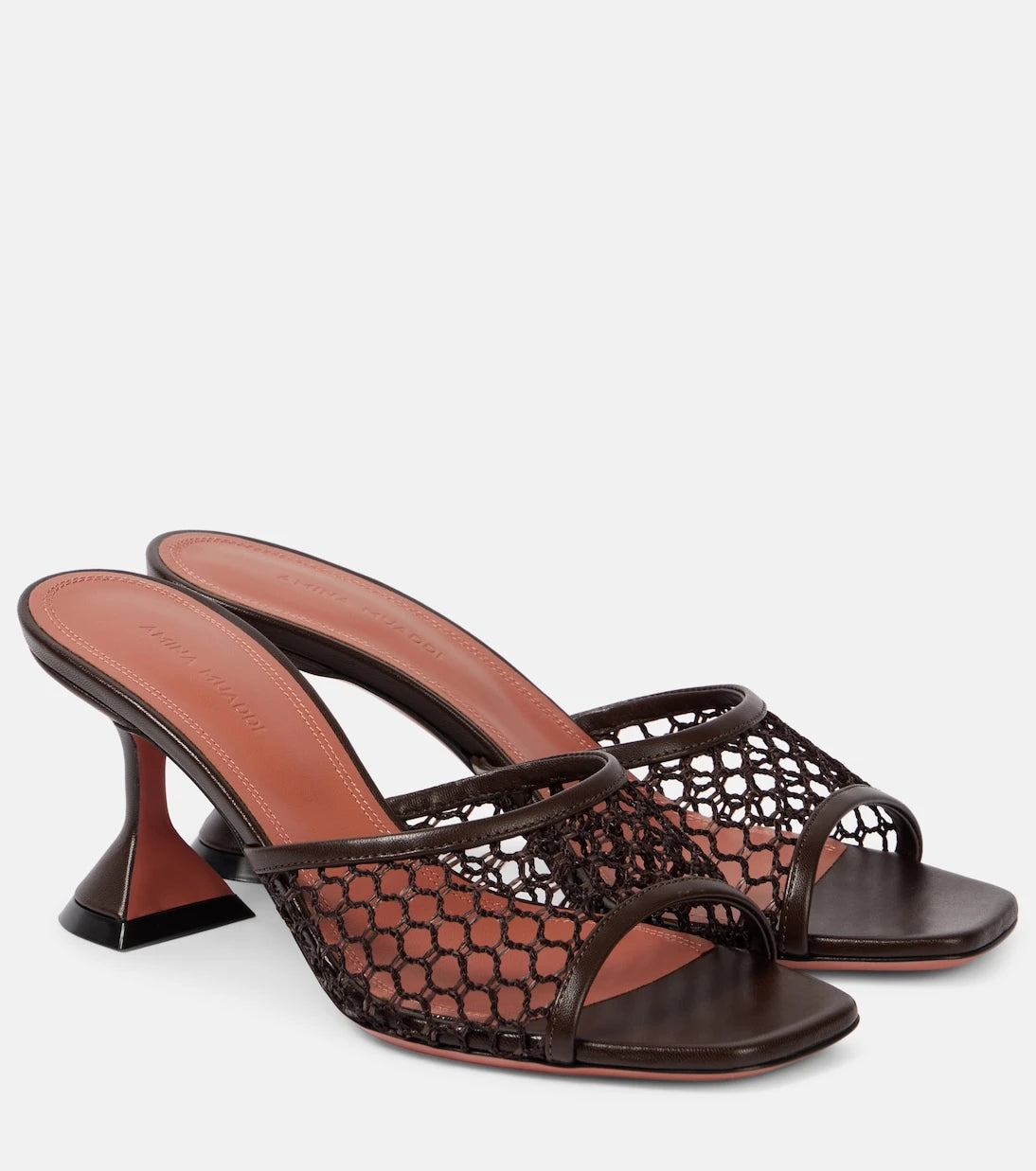 Amina Muaddi - Lupita leather-trimmed raffia mules
