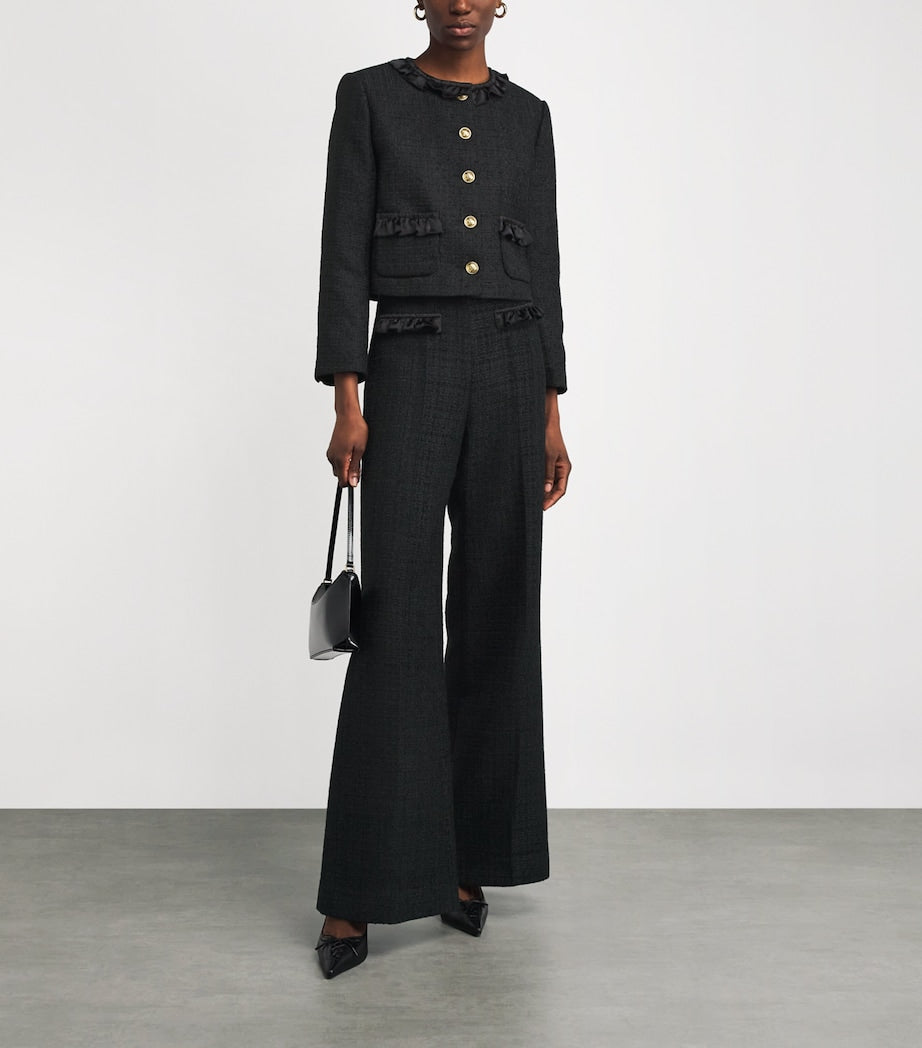 Tweed Ruffle Trousers BLACK
