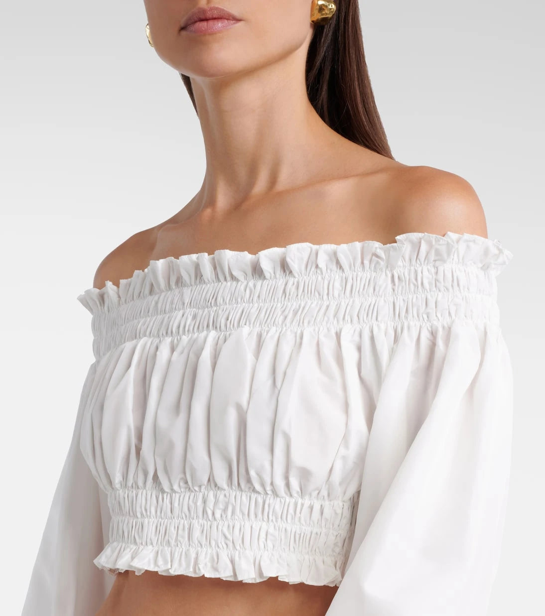 Norma Kamali - Shirred off-shoulder crop top