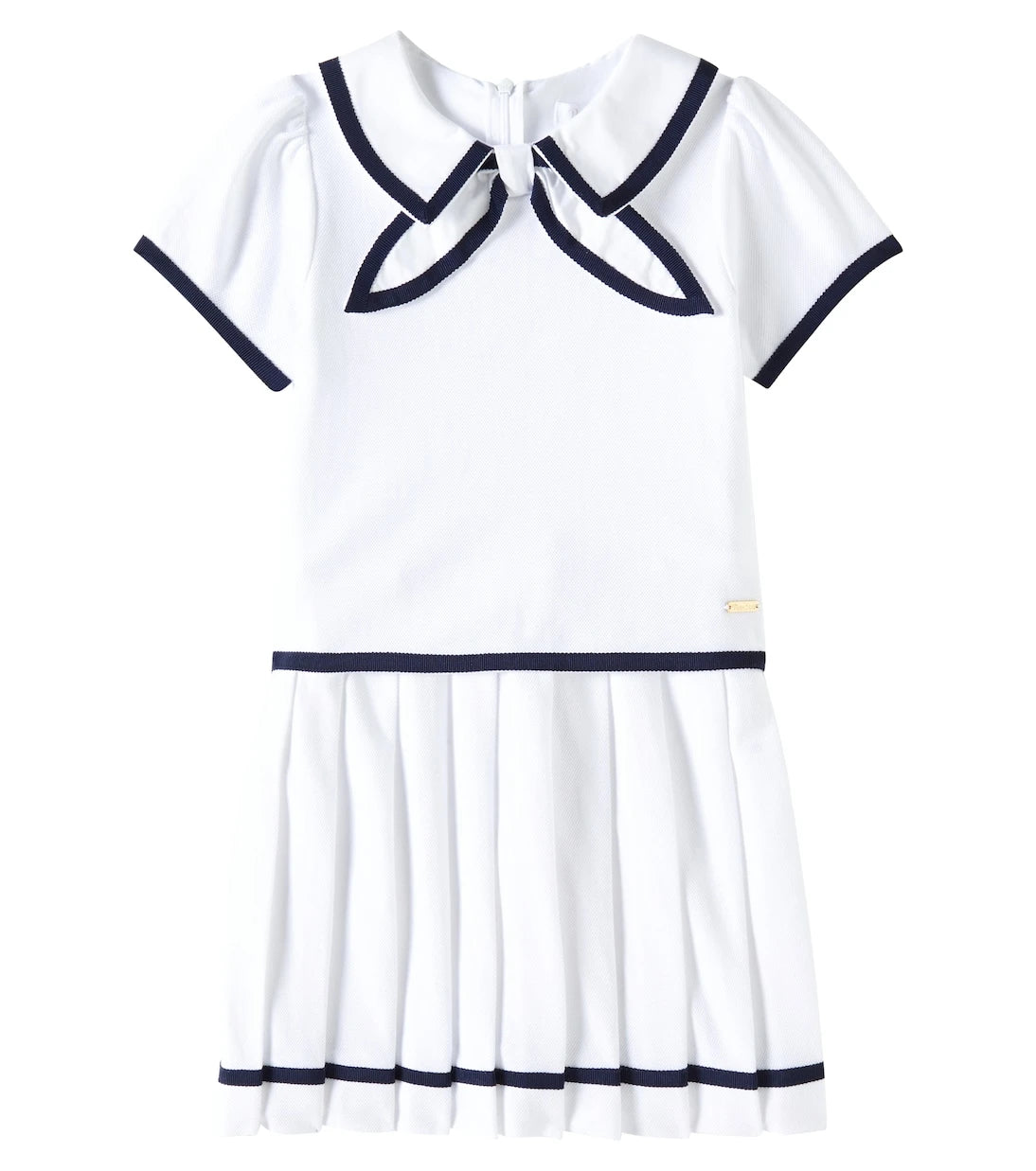 Patachou - Bow-detail pleated cotton dress