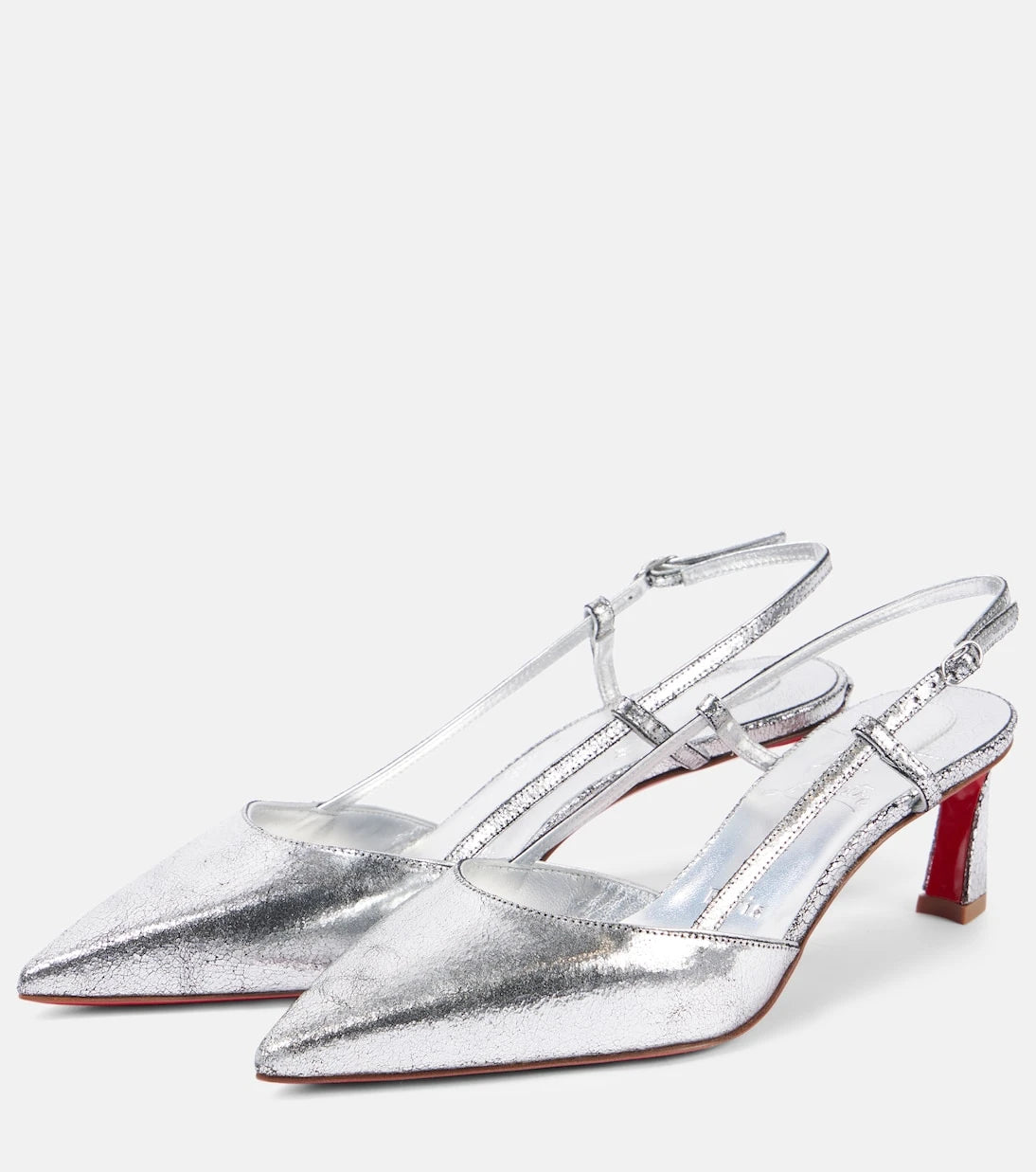 Christian Louboutin - حذاء كوندورولين 55 ذو الكعب العالي المصنوع من الجلد الميتاليك والحزام الخلفي