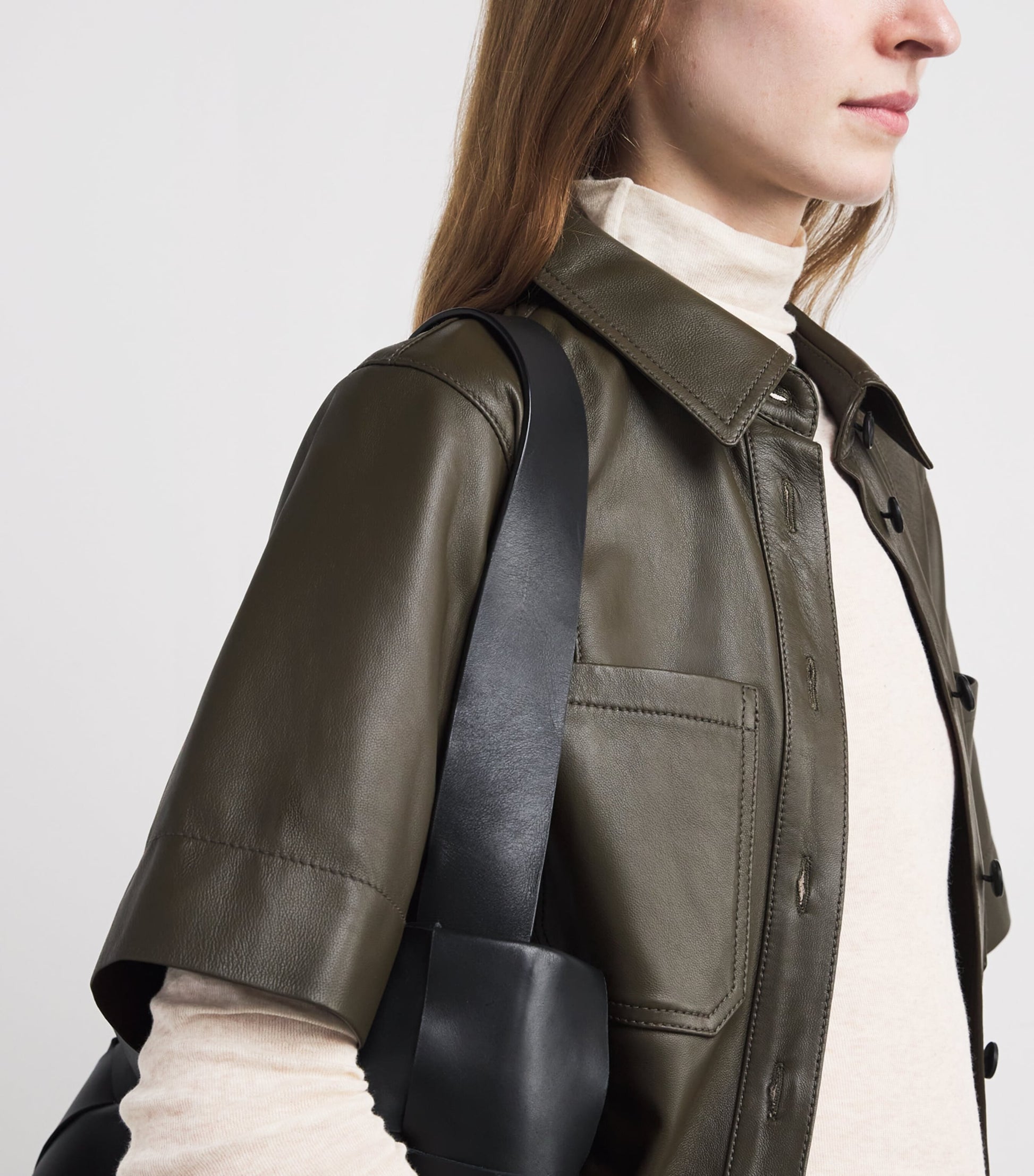 Beige Cotton Sheer High-Neck Top