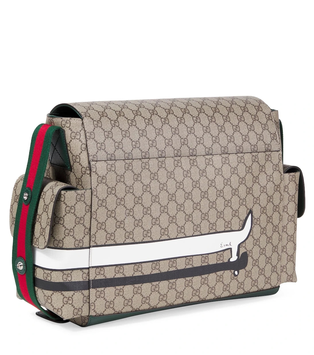 Gucci Kids - حقيبة تغيير حفاضات للأطفال من قماش GG والجلد