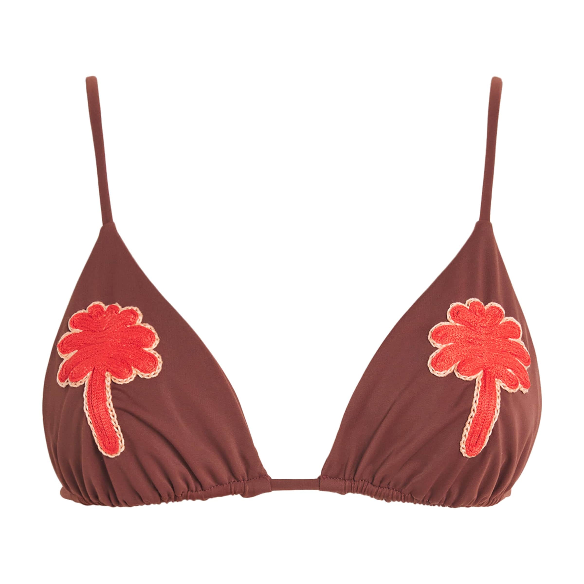 Johanna Ortiz Brown Embroidered Heatwave Bikini Top