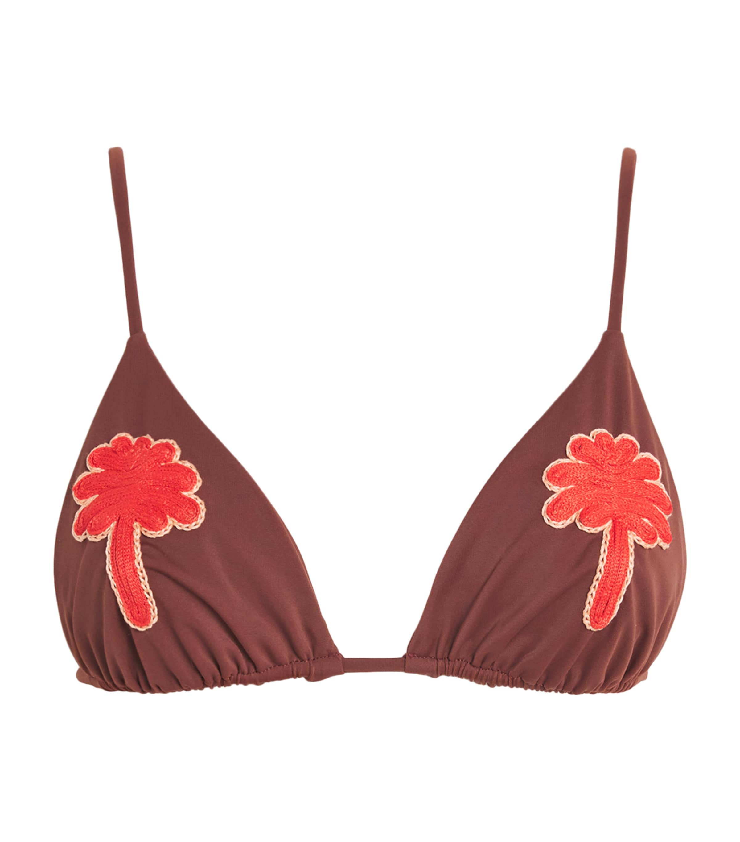 Johanna Ortiz Brown Embroidered Heatwave Bikini Top
