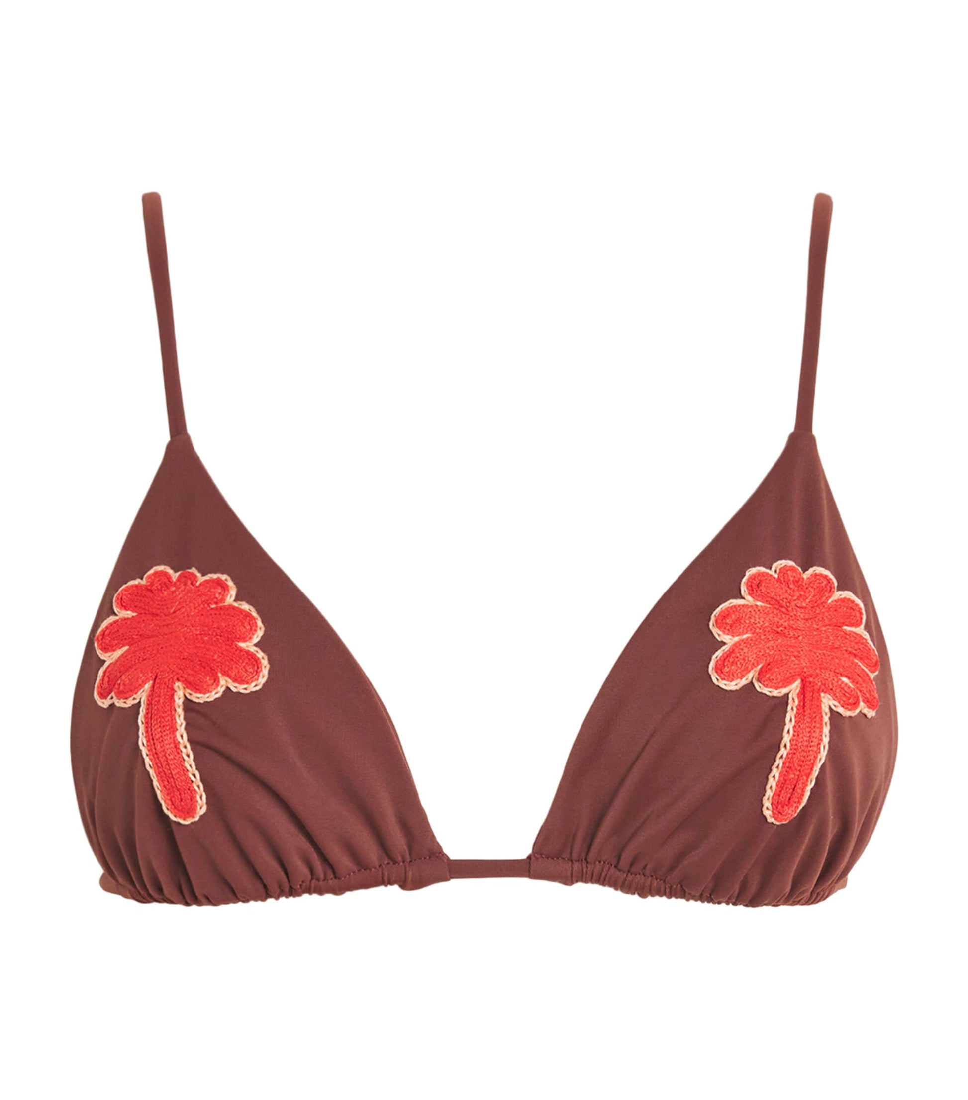 Johanna Ortiz Brown Embroidered Heatwave Bikini Top