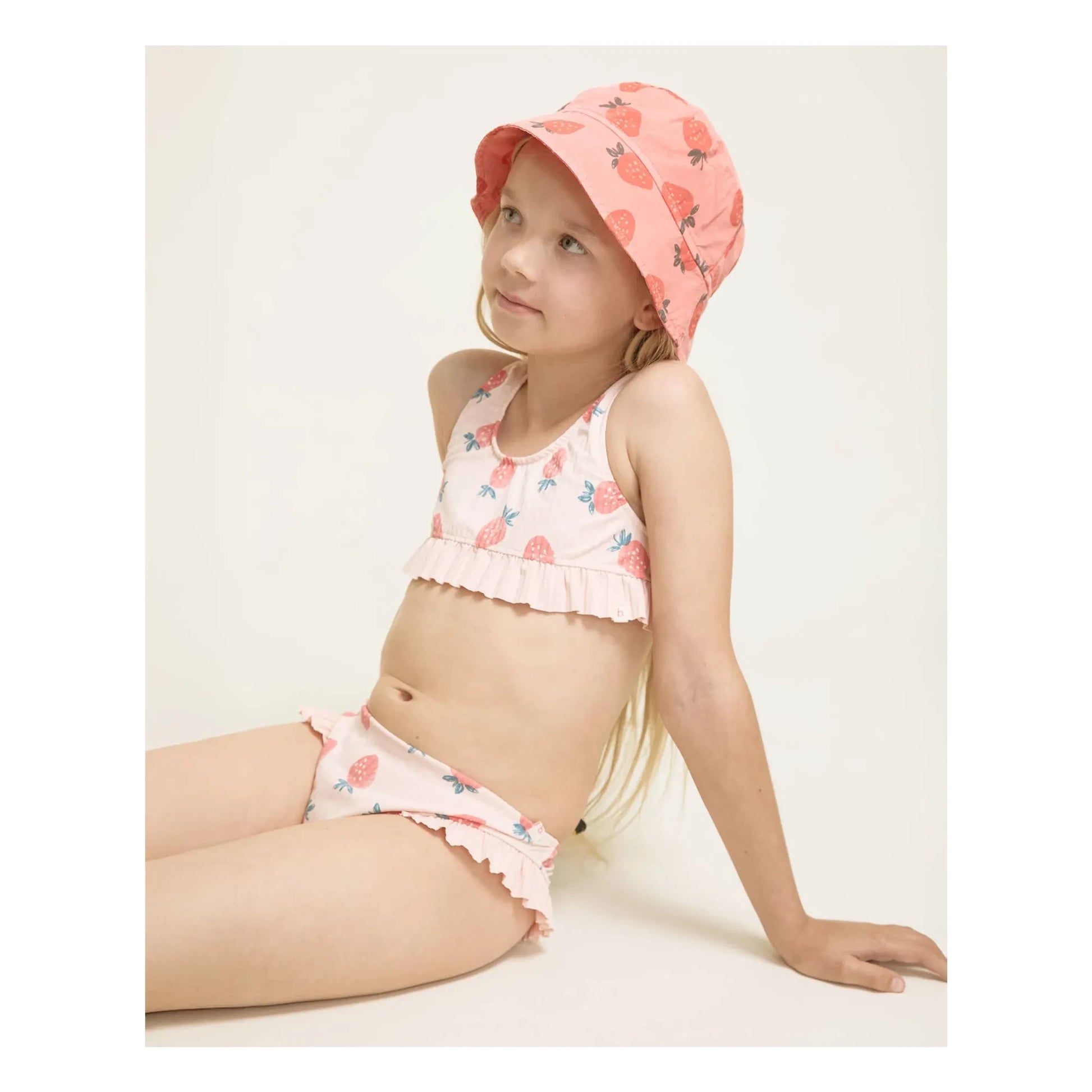 Búho - Strawberry Ribbed Ruffle Swimsuit | Pale Pink