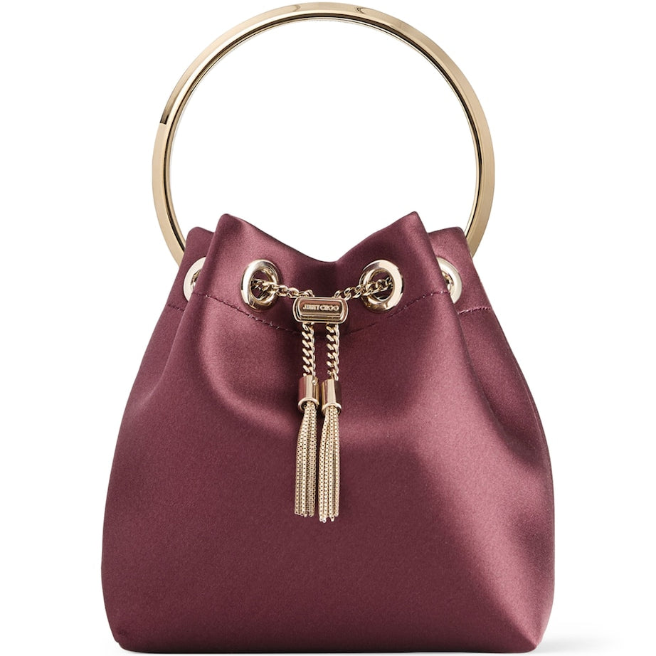 Jimmy Choo Burgundy Satin Bon Bon Top-Handle bag
