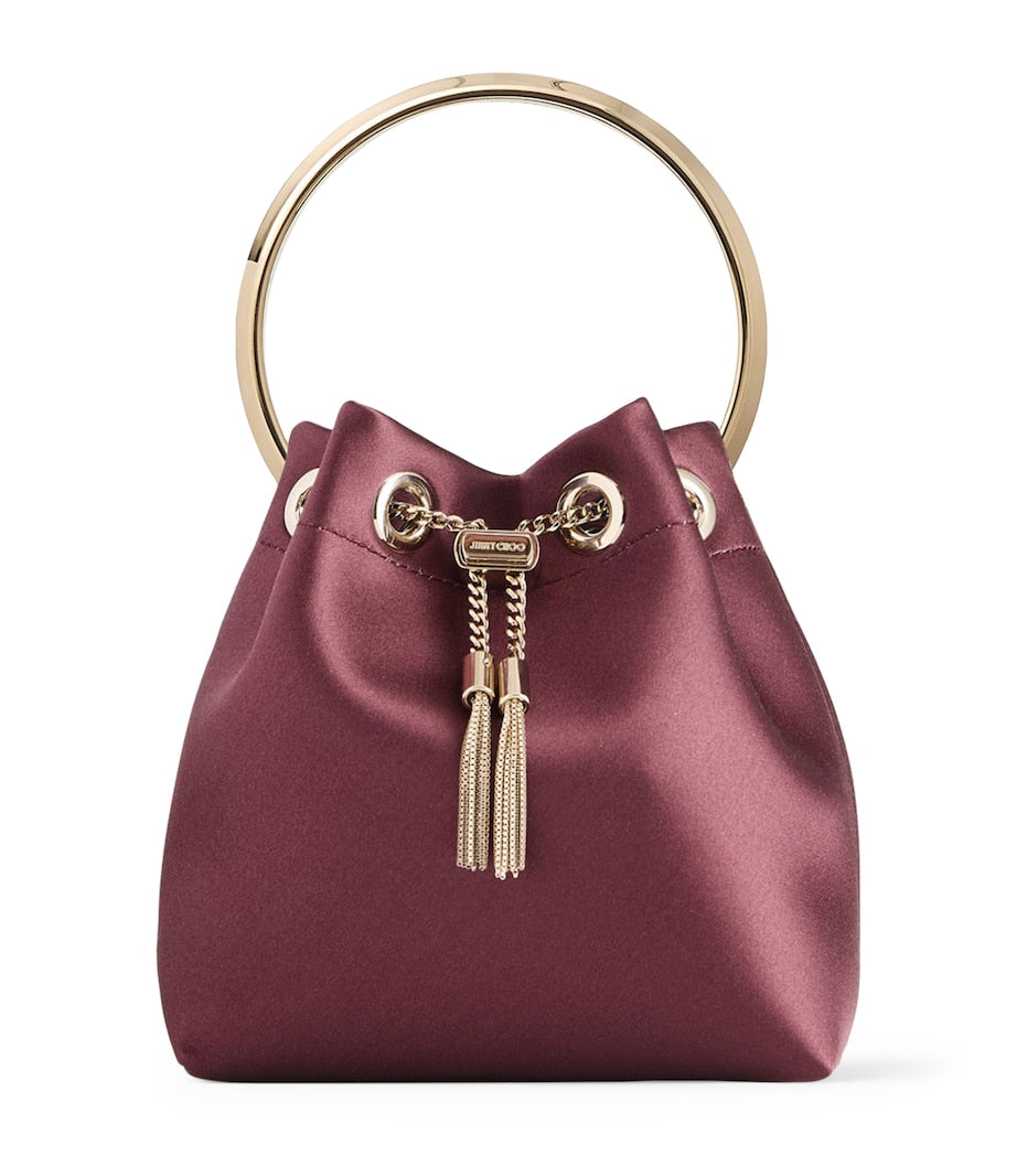 Jimmy Choo Burgundy Satin Bon Bon Top-Handle bag