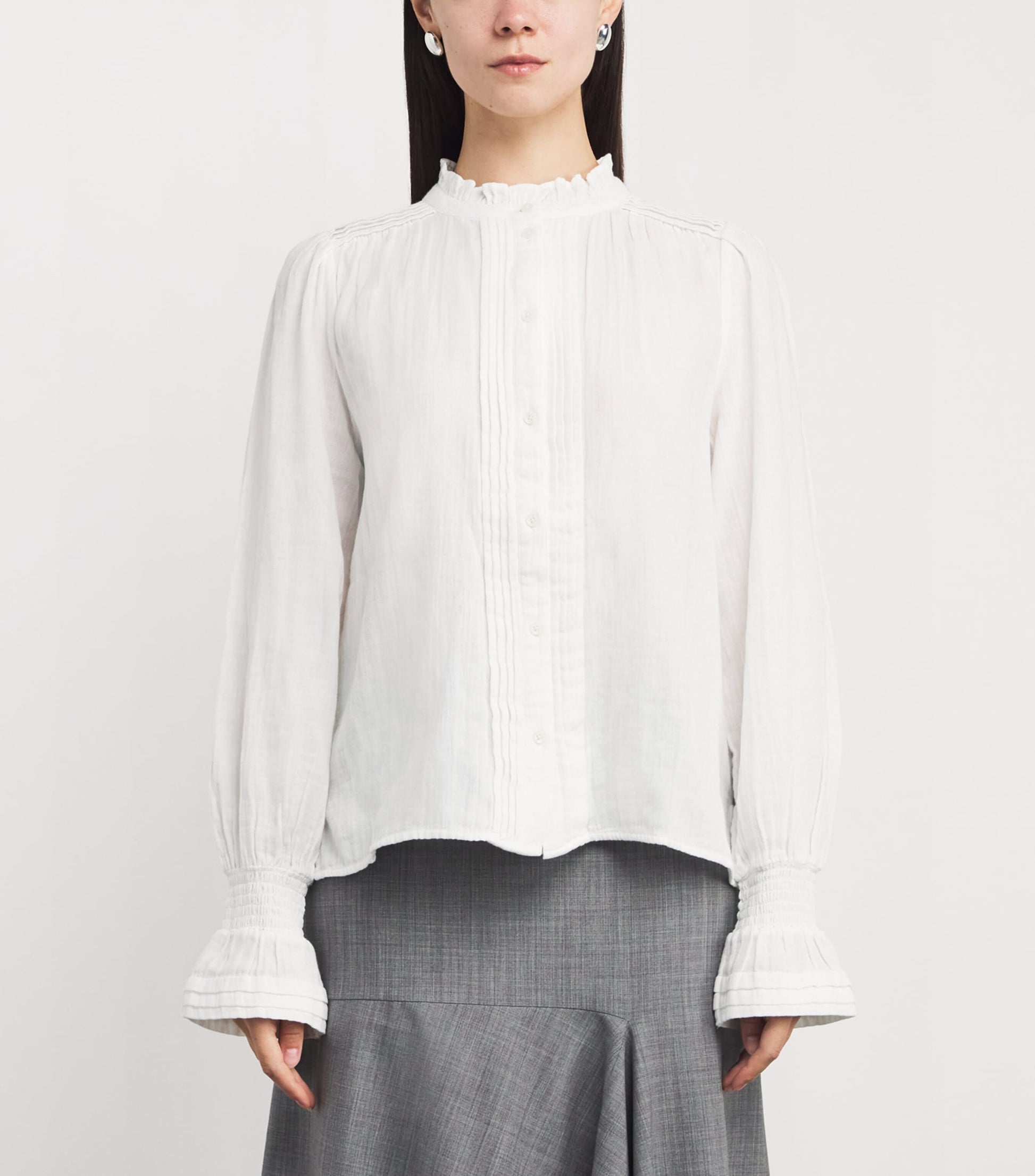 Cotton Pleated Blouse SOFT WHITE
