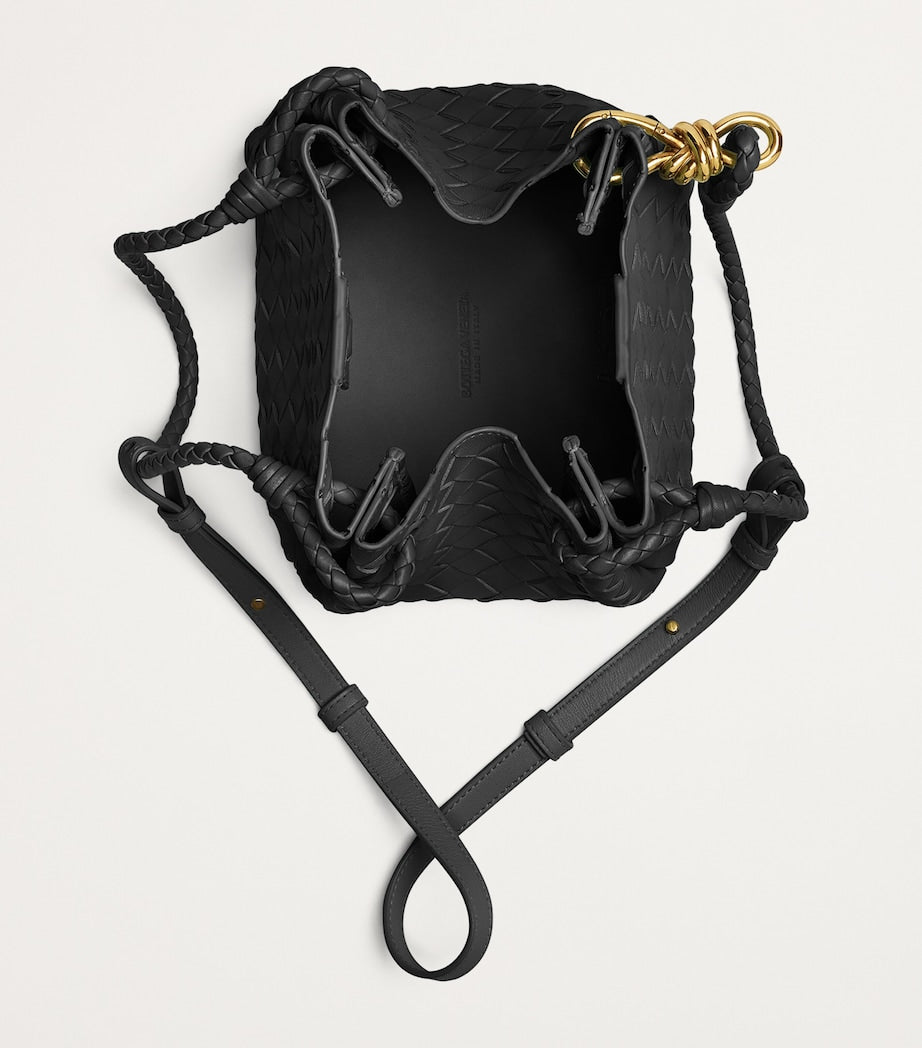 Black Small Leather Parachute Shoulder Bag