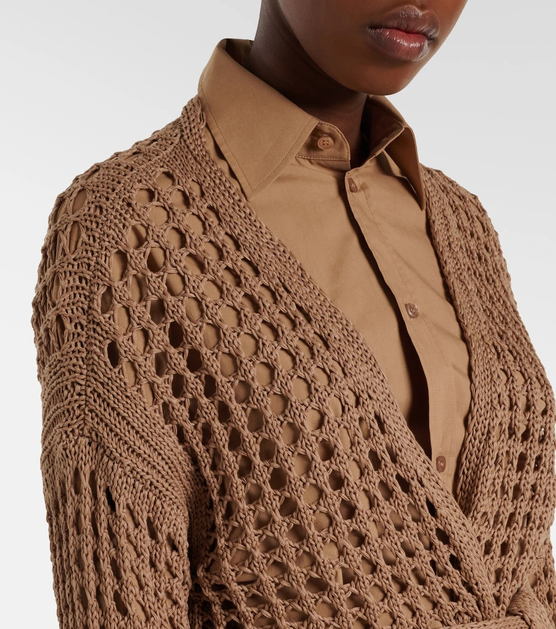 Max Mara - سترة كارديغان جيلو ملفوفة من القطن بنمط محبوك مفتوح