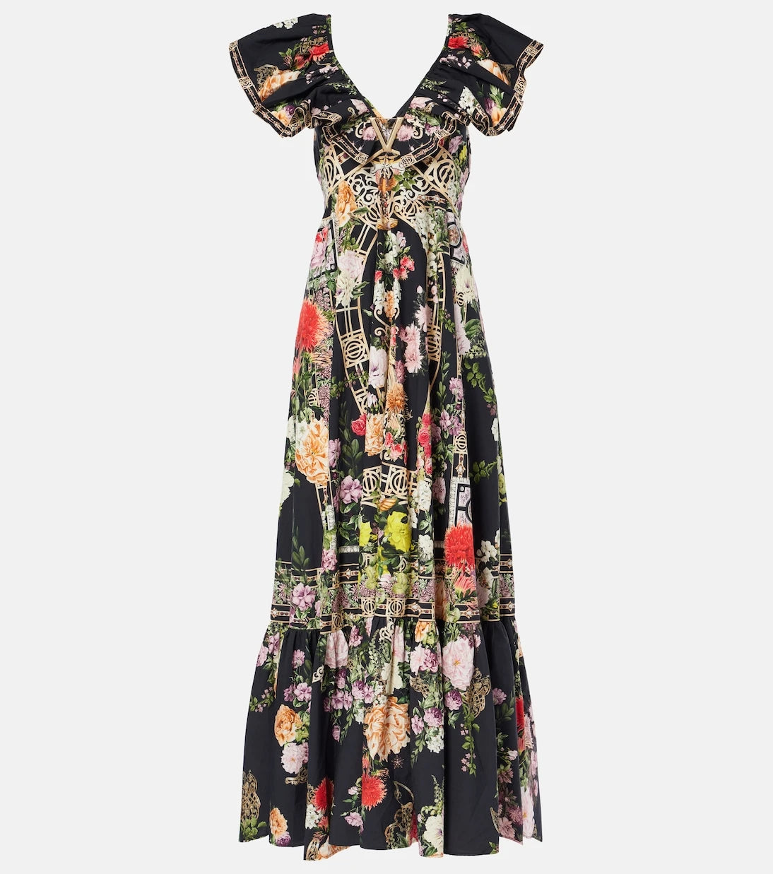Camilla - Ruffled floral cotton maxi dress