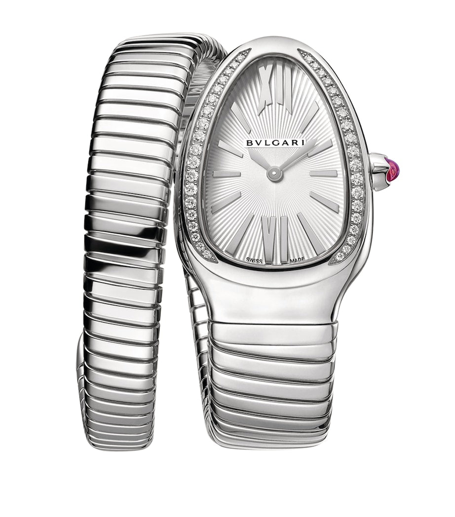 Stainless Steel and Diamond Serpenti Tubogas Watch 35mm