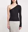 Rick Owens Black One-Shoulder Ziggy Crop Top