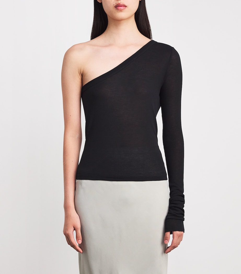Rick Owens Black One-Shoulder Ziggy Crop Top