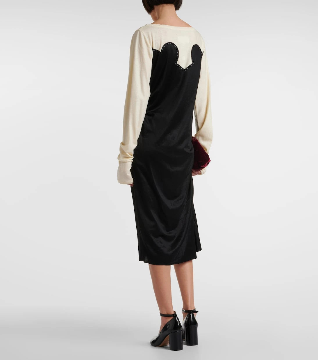 Maison Margiela - Spliced gathered jersey midi dress