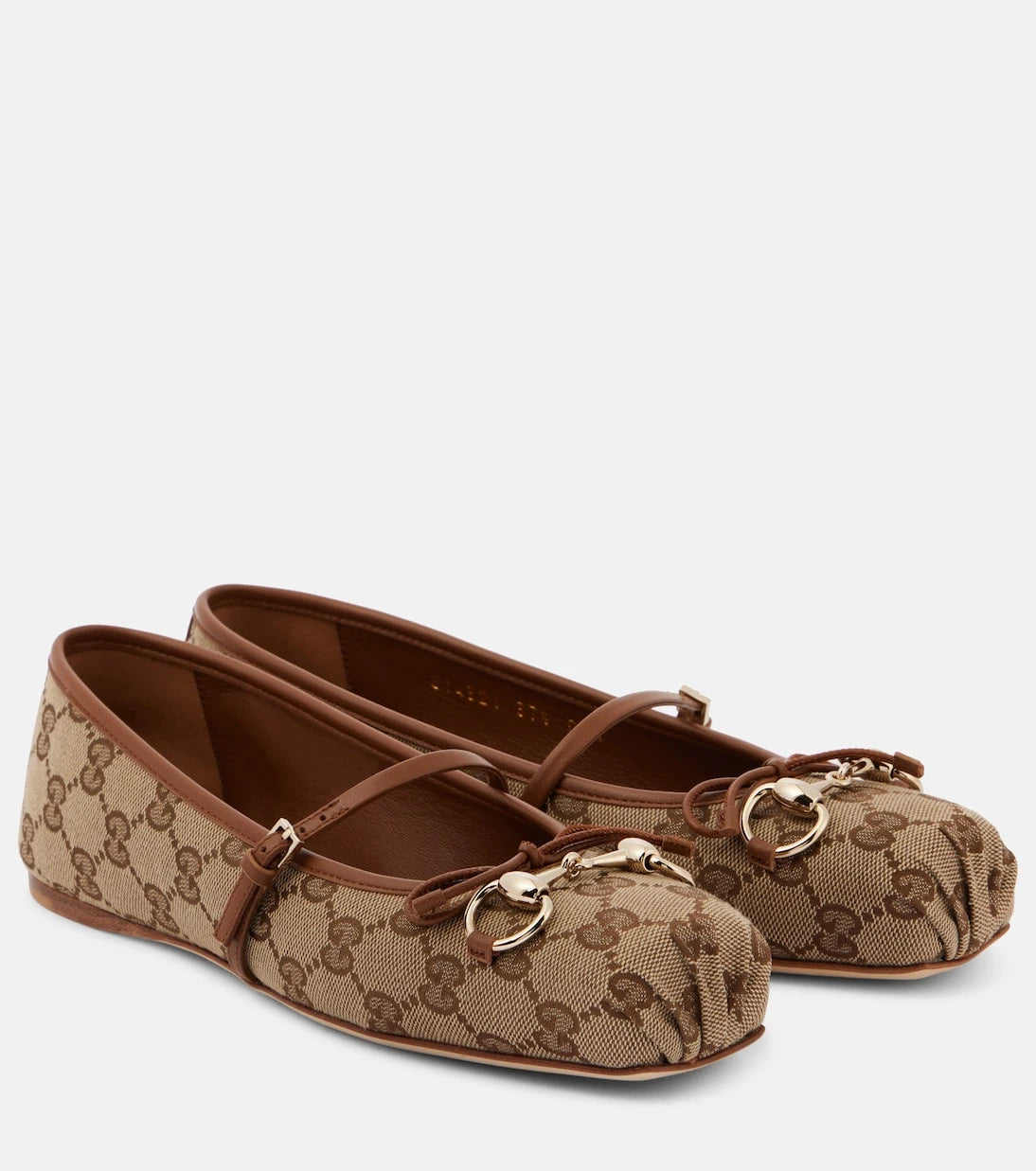Gucci - حذاء باليه Gucci Horsebit GG Canvas المسطح