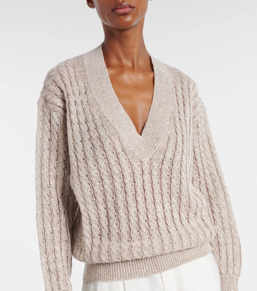 Brunello Cucinelli - Sequined linen-blend sweater
