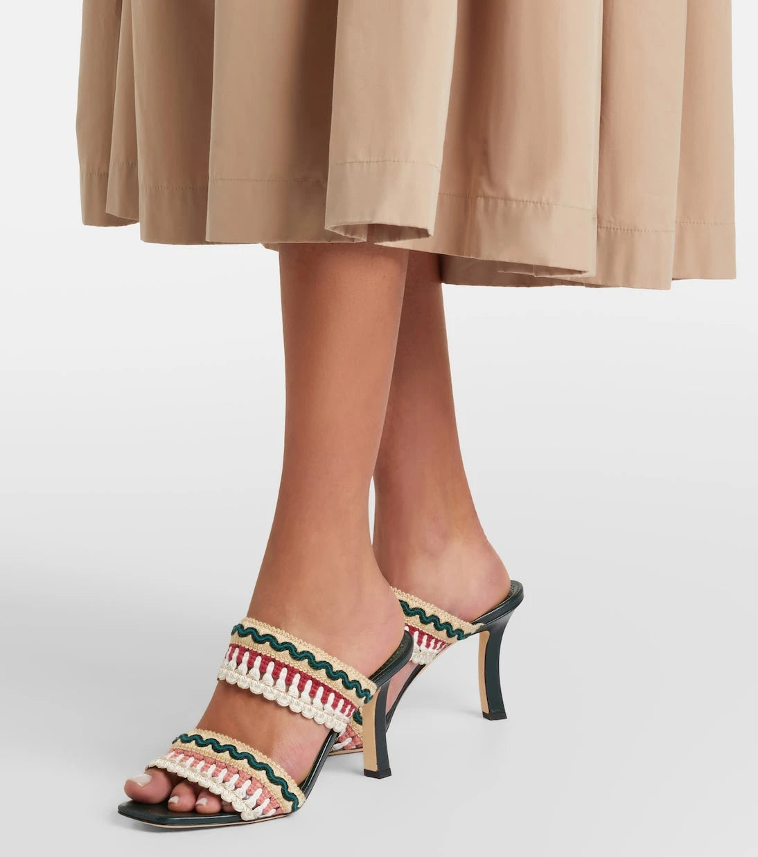 Manolo Blahnik - Mabeco 90 leather-trimmed knitted mules