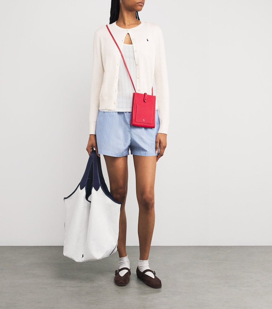 Ivory Cotton-Blend Polo Pony Cardigan