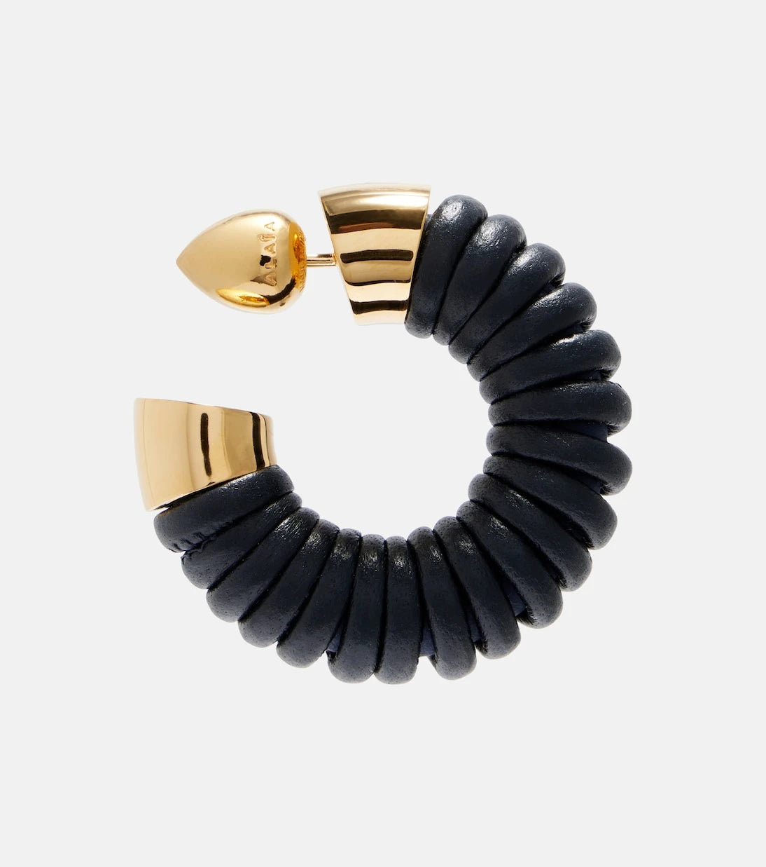 Alaïa - Bobine leather-trimmed hoop earrings