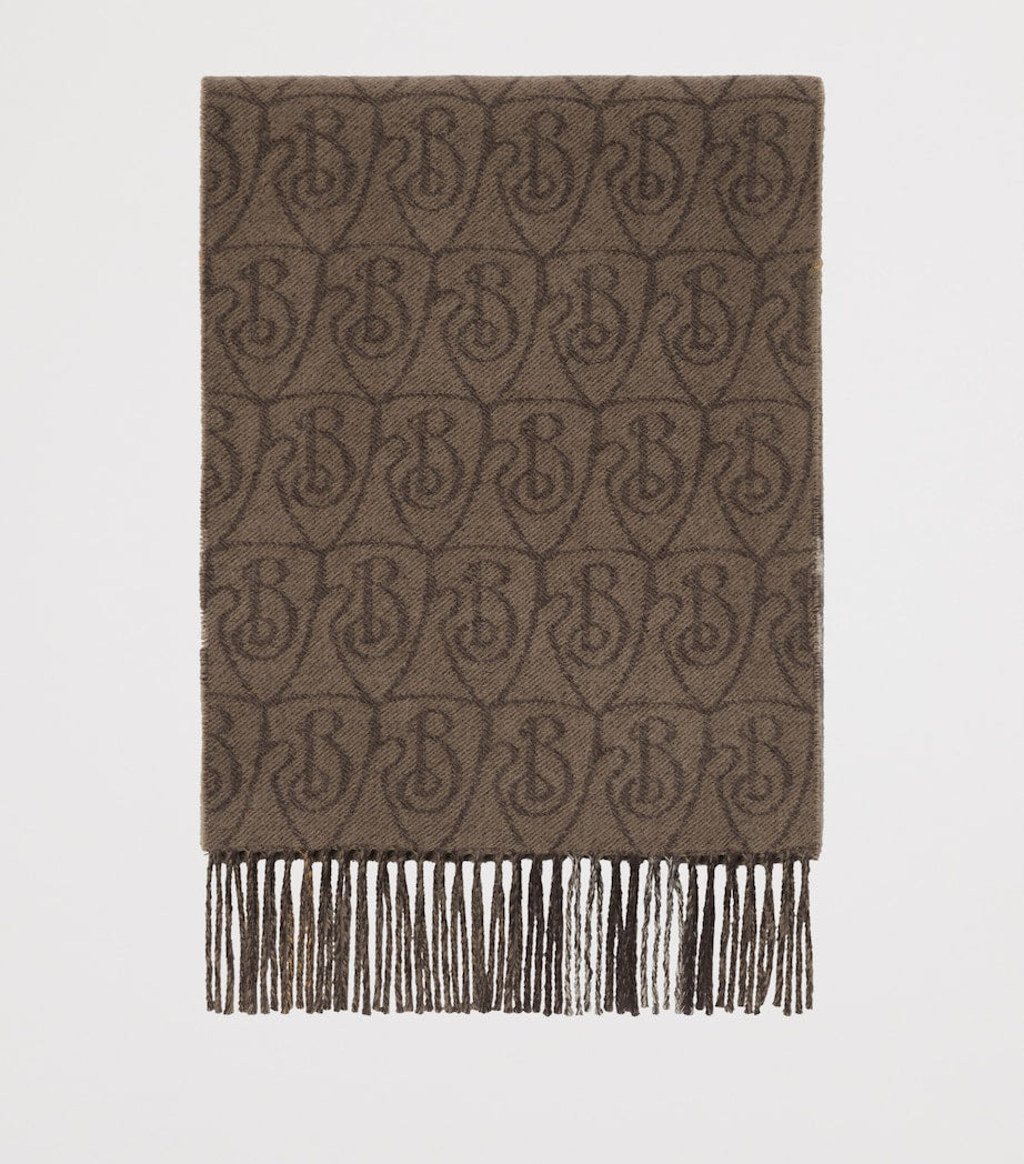 Burberry Brown Cashmere Reversible B Shield Scarf