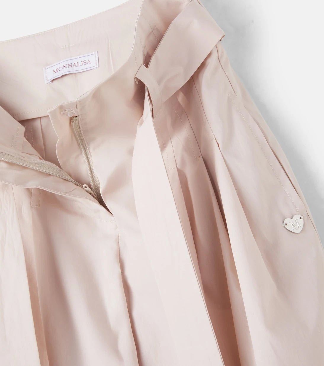 Monnalisa - Pleated belted cotton pants