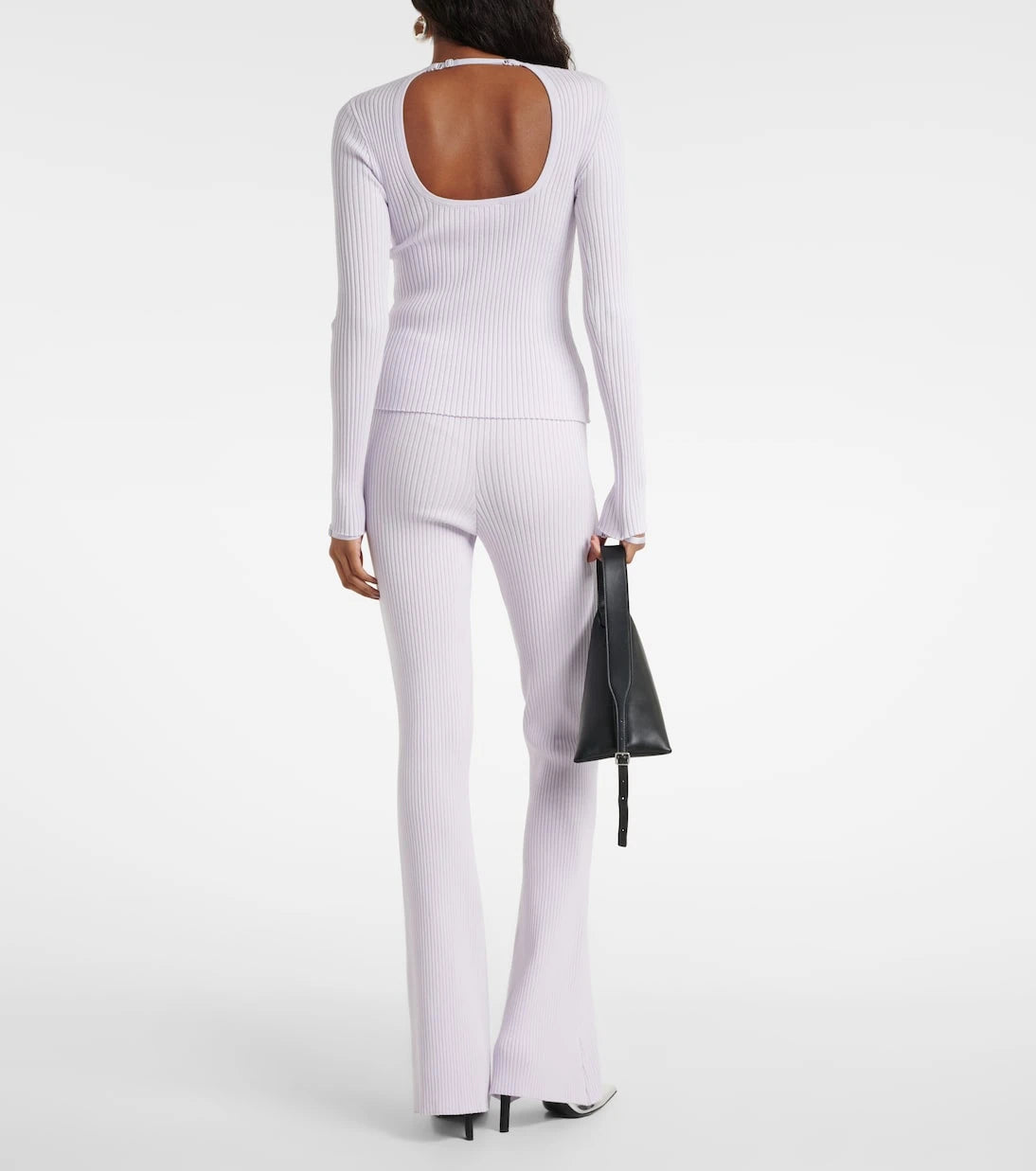 Courrèges - Logo cutout ribbed-knit top