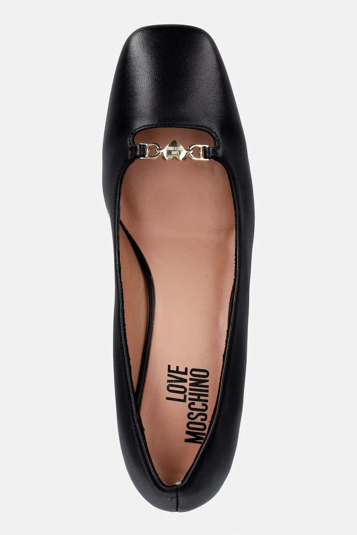 Кожени обувки с дебел ток Love Moschino