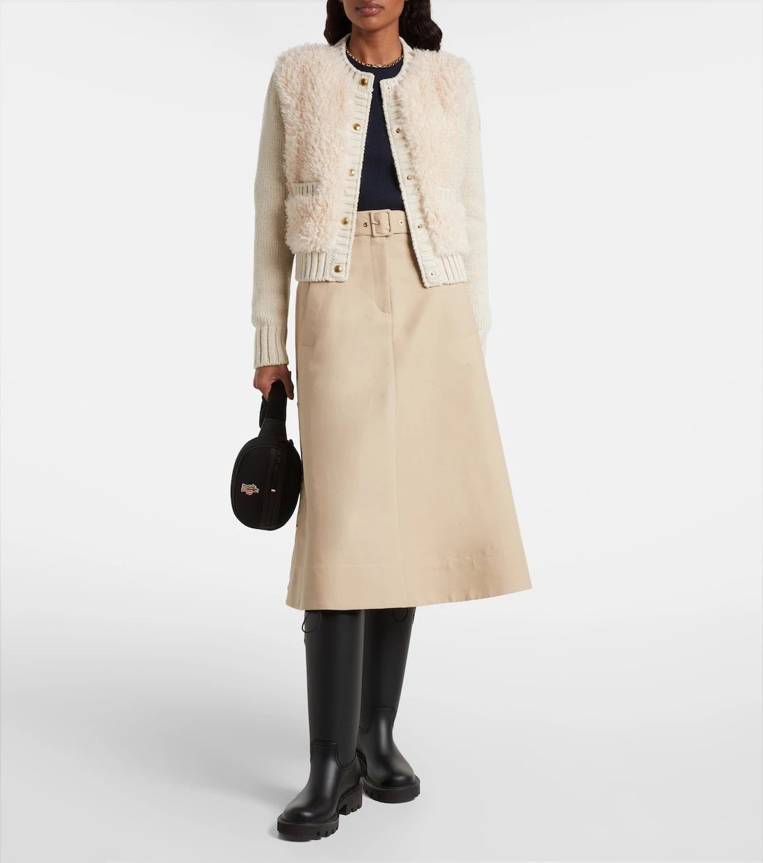 Moncler - Down-paneled wool and teddy cardigan