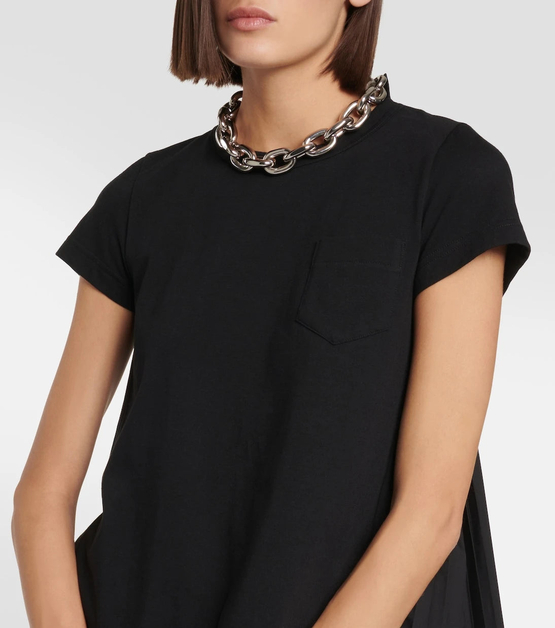 Sacai - Pleated cotton jersey T-shirt