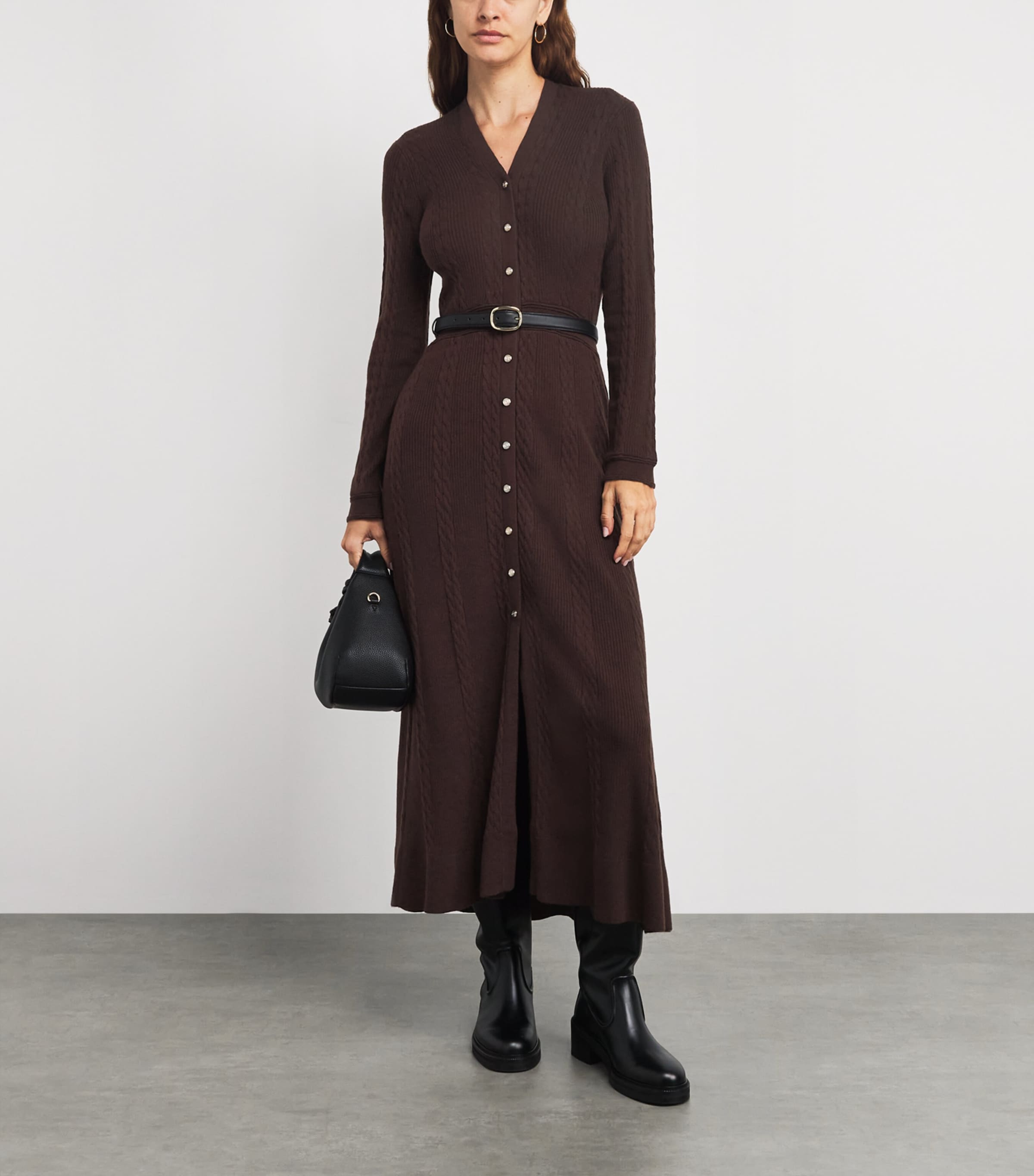 Cable Knit Maxi Dress BROWN