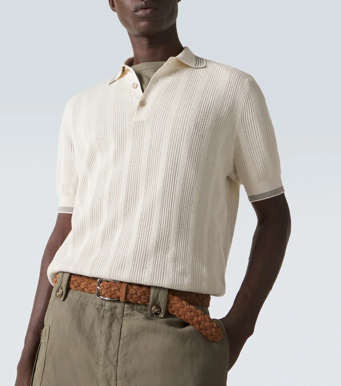 Brunello Cucinelli - Ribbed-knit cotton polo shirt