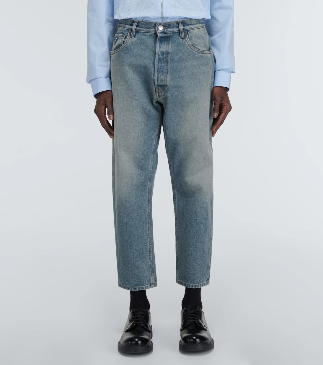 Prada - Distressed mid-rise tapered jeans