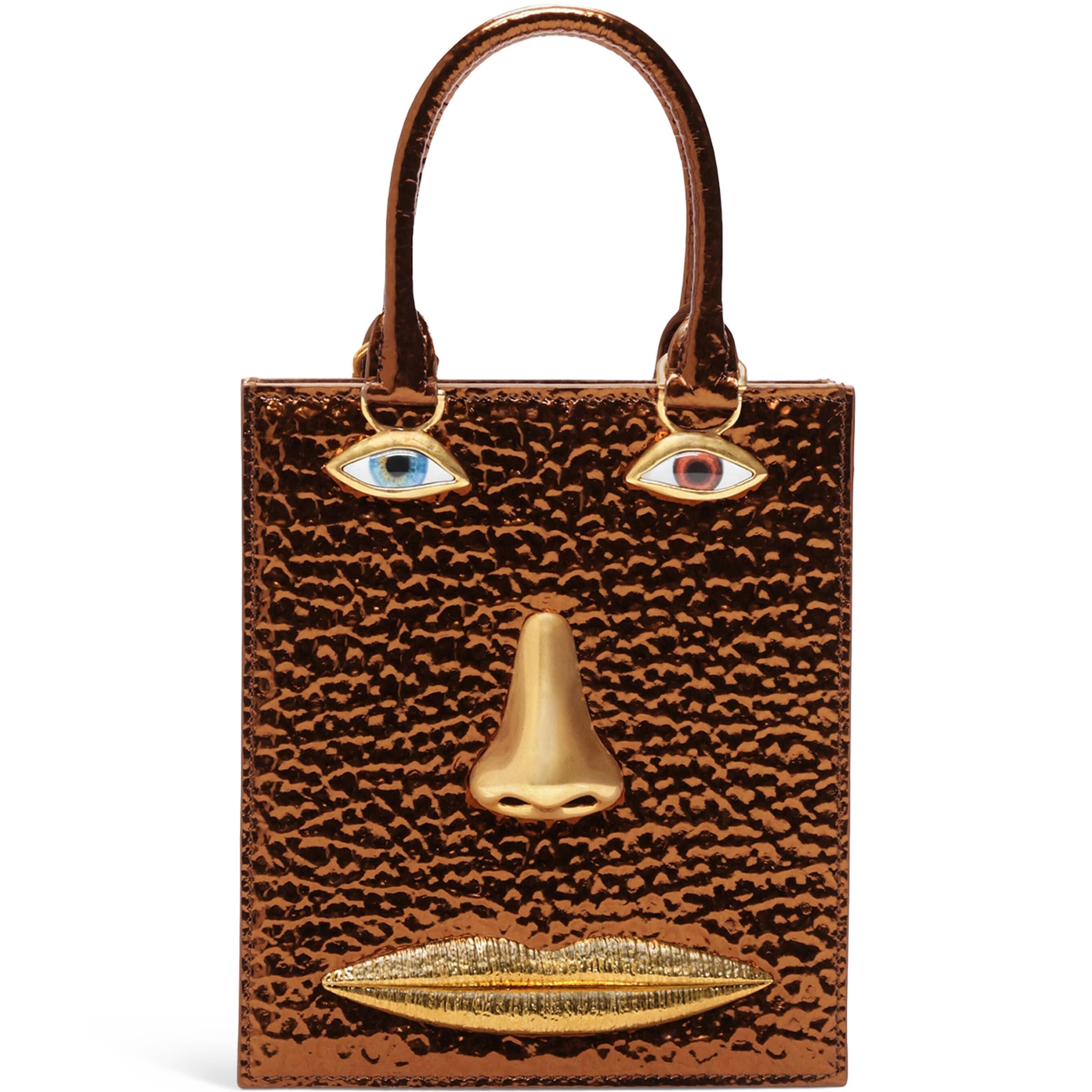 Mini Metallic Leather Face Bag