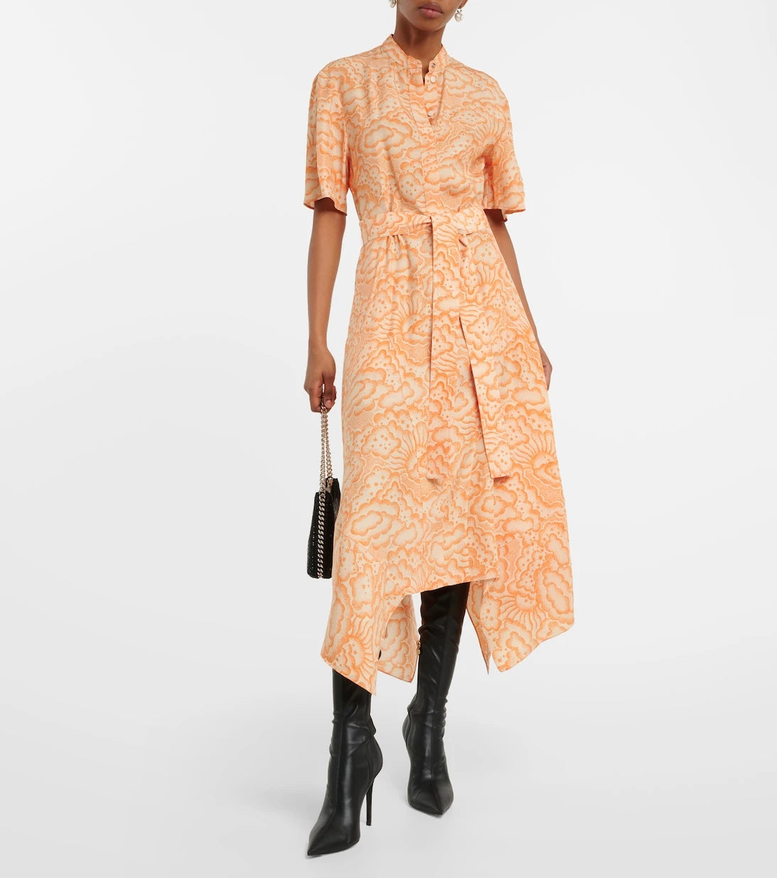 Stella McCartney - Printed asymmetric silk midi dress